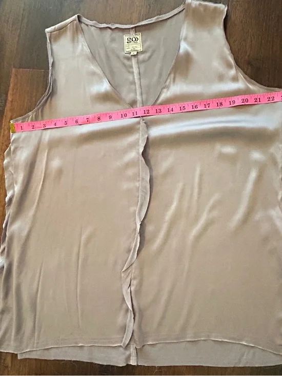 GO Silk Lavender Tunic Blouse XL Raw Edge Seam Sleeveless Top - Picture 7 of 8